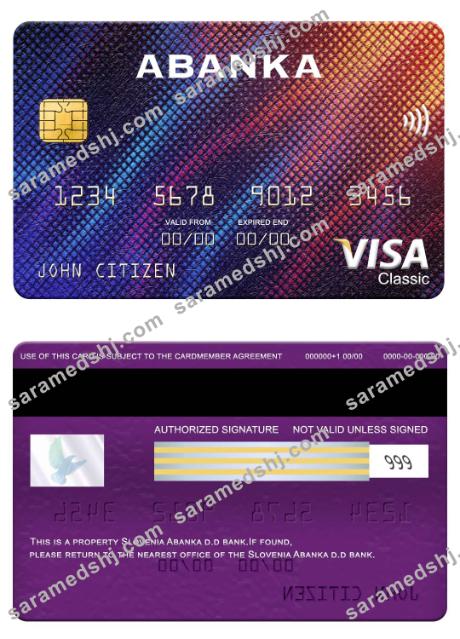 Slovenia Abanka d.d bank visa classic card